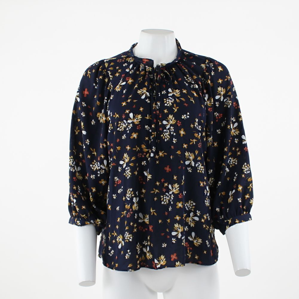 Vince Camuto Floral Blouse in Navy